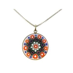 Murano Glass Pendant Necklace with Sterling Silver Chain - 18.5"